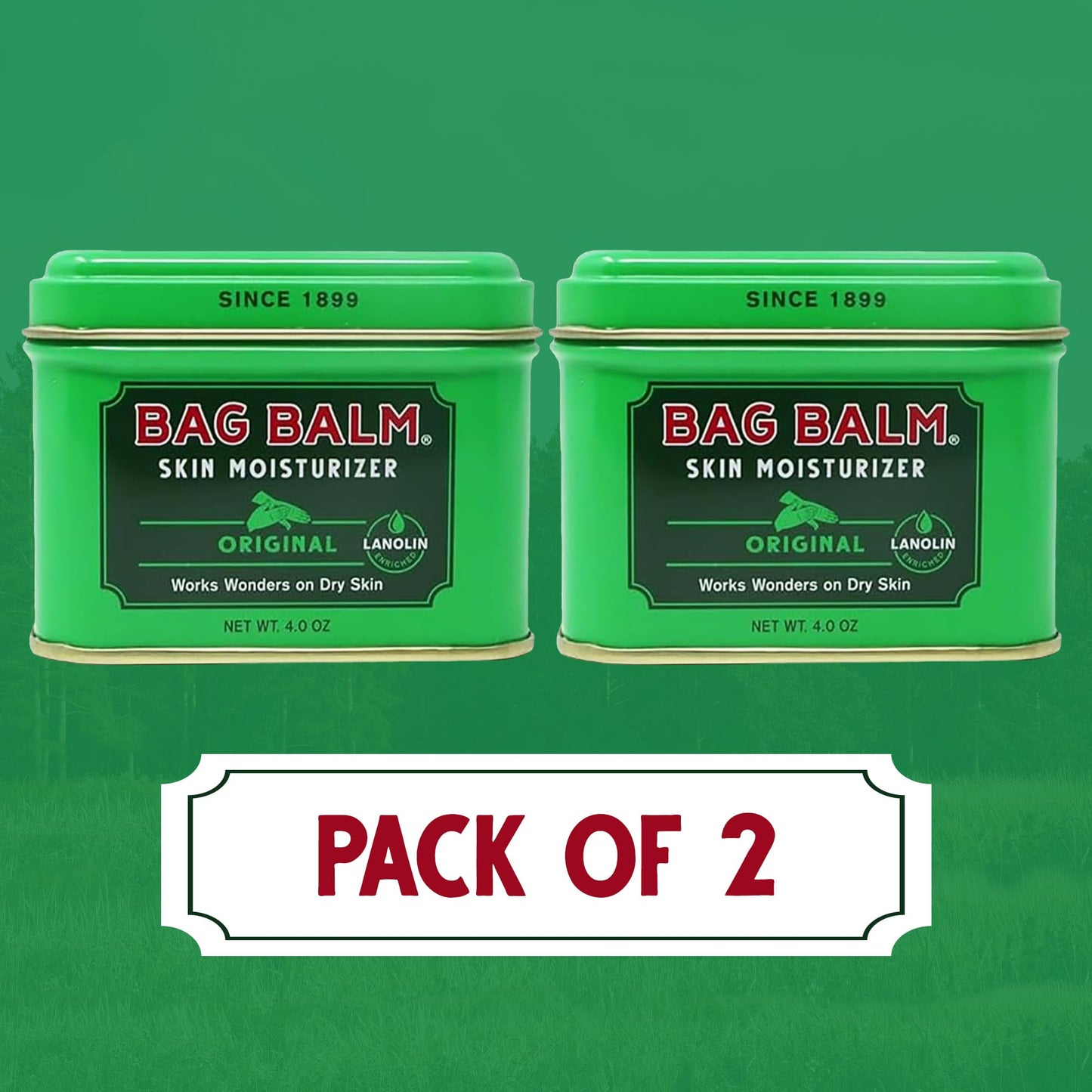 Bag Balm Original Moisturiser For Dry Skin | All-Purpose Hydrating Balm | Heals Cracked Hands, Split Heels, Cuticles In Winter | Provides Instant Relief | Lanolin-enriched (113g, Pack of 2)