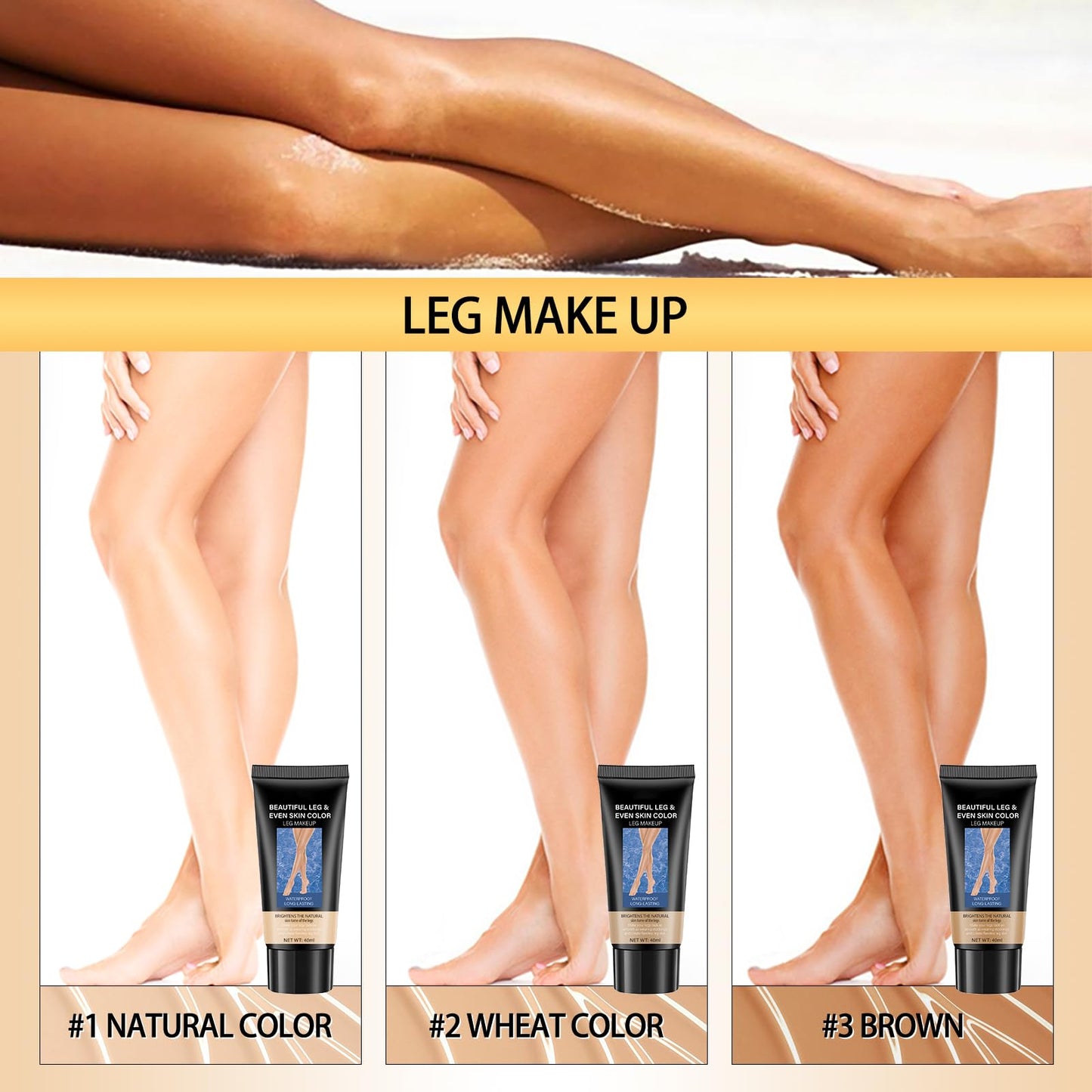 FOCUSUN Leg Makeup Waterproof No Transfer, Leg Make Up to Cover Veins, Concealer Full Coverage, Body Concealer, Tattoo Cover Up Makeup, Even Skin Tone, Easy Application(03 Brown Color,40ml)