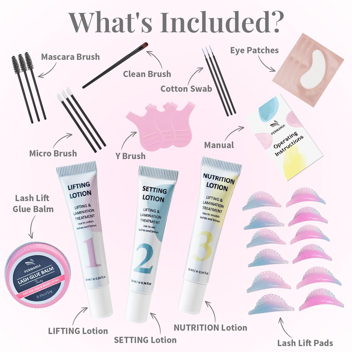 PERMANIA Lash Lift Kit, Eyelash Lift Kit, Beginner Friendly | Easy Application Eyelash Perming Kit with Glue Balm, DIY Salon Curl Results at Home, Last up to 4 Weeks