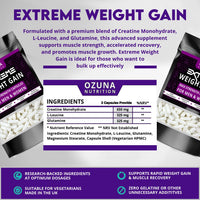 OZUNA NUTRITION Extreme Weight Gain Anabolic & Appetite Stimulant Bundle – Weight Gainer for Women & Men - Fast Mass Gainer Supplement & Muscle Growth Pills – Made in the UK