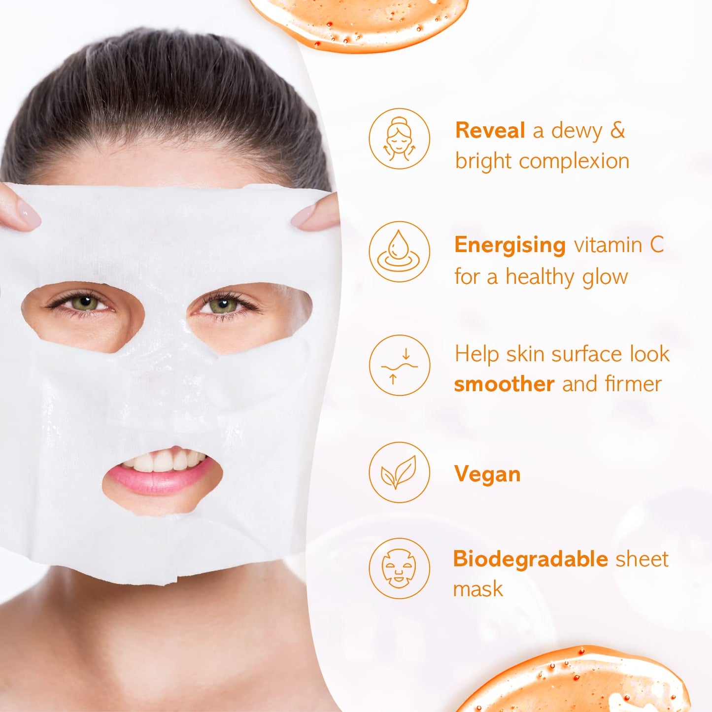 7th Heaven Nutriactive Vitamin C Sheet Masks Multipack (Pack of 5). Brightening Face Mask Set with Amino Acids. Vit C Serum Sheet Face Masks. Vegan Skin Care Set - Genuine 7th Heaven Face Masks