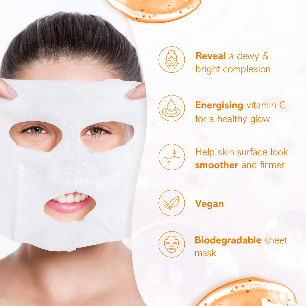 7th Heaven Nutriactive Vitamin C Sheet Masks Multipack (Pack of 5). Brightening Face Mask Set with Amino Acids. Vit C Serum Sheet Face Masks. Vegan Skin Care Set - Genuine 7th Heaven Face Masks