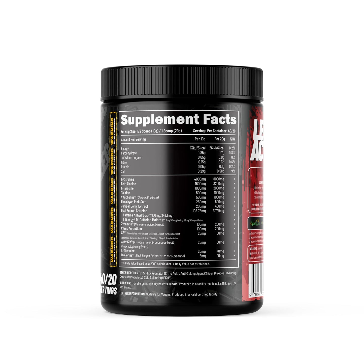 EFECTIV Legacy - High Caffeine Powerful 400mg Pre Workout Powder - 1000mg Total Stimulants - 380g - Fizzy Bubble Sweets Flavour - Suitable for Vegans & Vegetarians (40/20 Servings) - Made in The UK