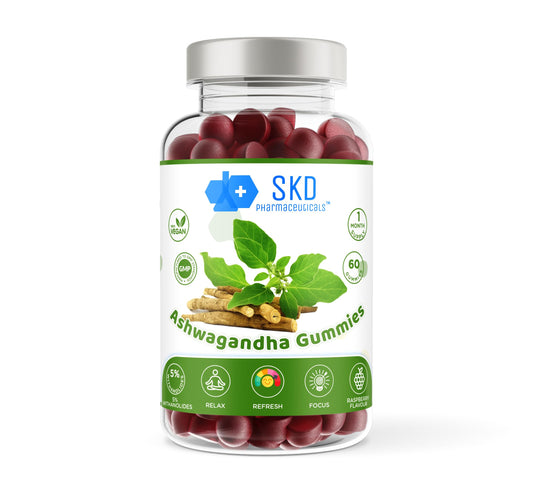SKD Pharmaceuticals Ashwagandha | 1200mg | High Strength | 60 Vegan Gummies | 5% Withanolides | Trusted British Pharmaceuticals UK Made (60)