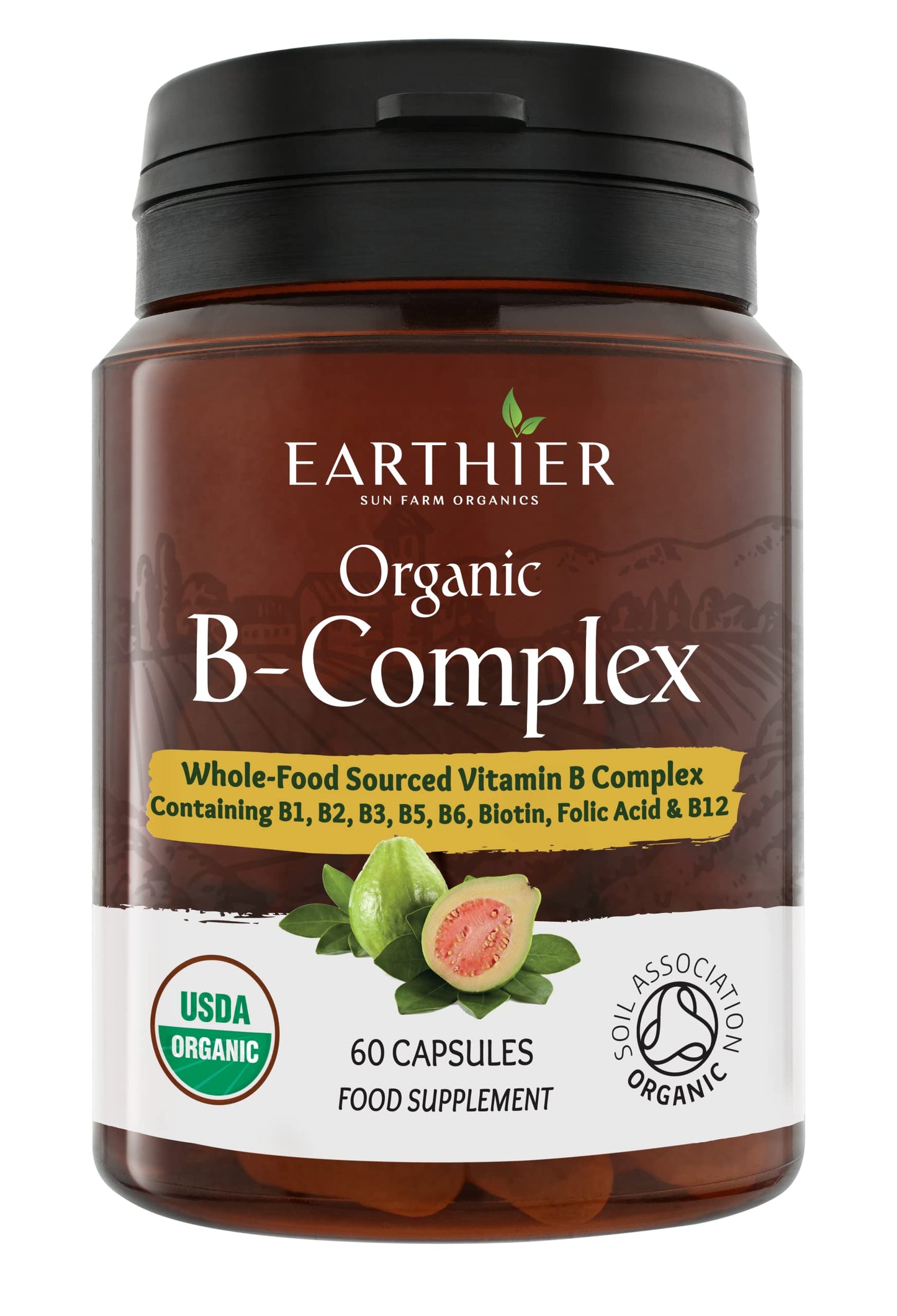 Organic Vitamin B Complex from Whole Foods - Blend of All 8 B Vitamins per Capsule - Vegan - 60 Capsules