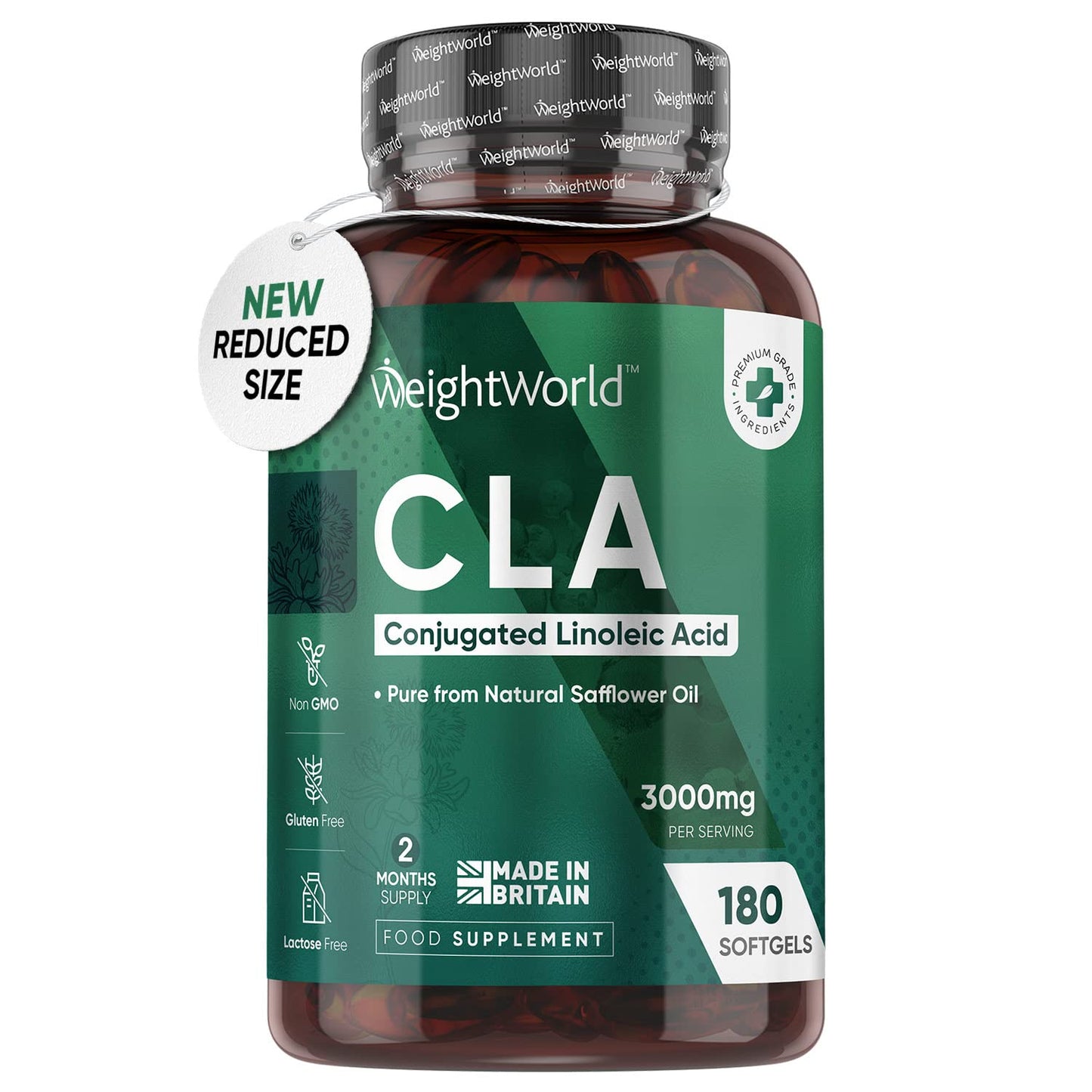 CLA 3000mg Safflower Oil Supplement - 180 Softgels (2 Months Supply) - CLA Capsules, Powder & Tablet Alternative - 80% Pure Active Isomers Conjugated Linoleic Acid Pills - Pre-Workout Diet Supplement