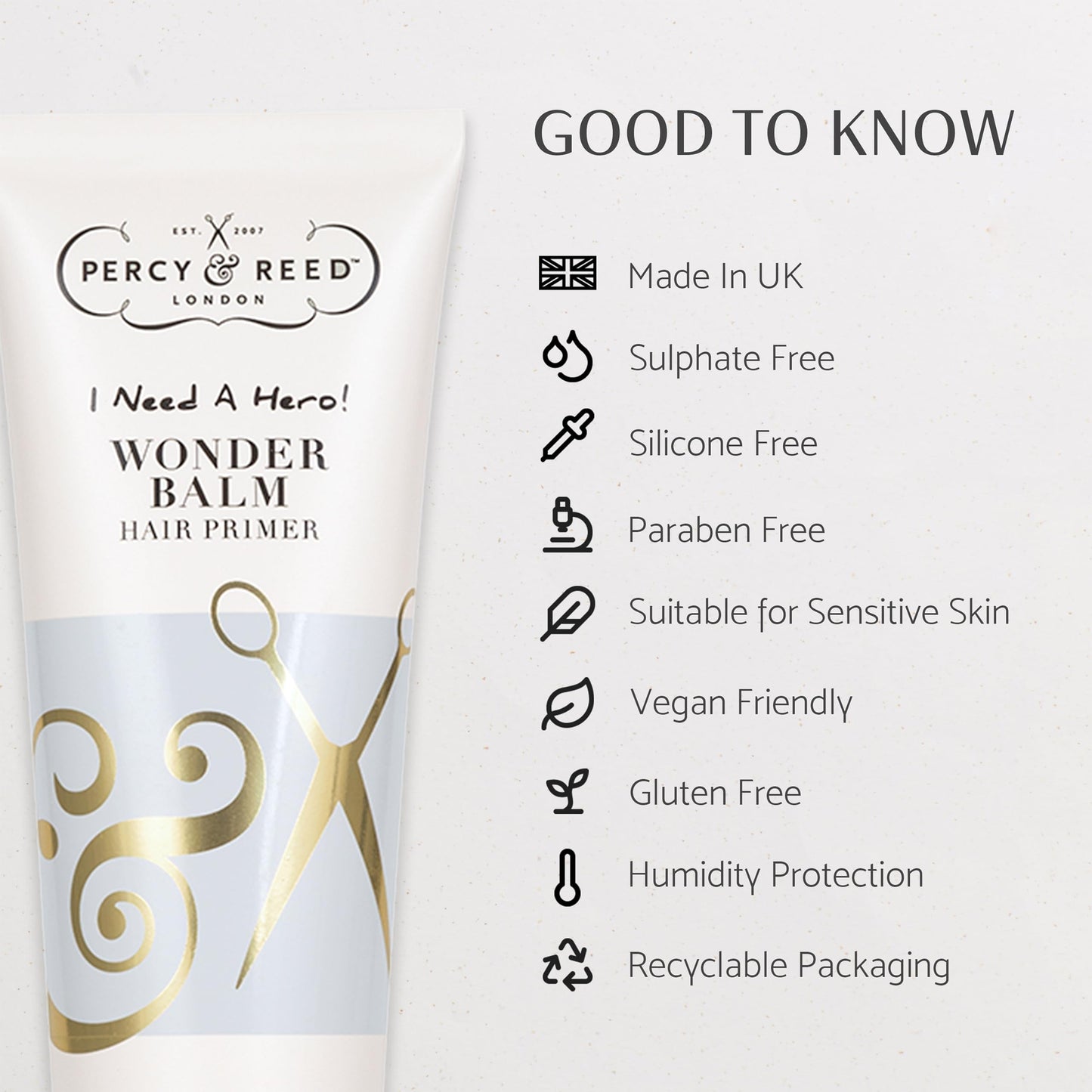 Percy & Reed I Need A Hero! Wonder Balm Hair Primer - Fights Frizz & Improves Shine - Works for Women of All Hair Types - 75 ml