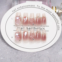 EONFAVE French Tip False Nails - 24pcs Press On Nails Long - Ice-Soaked Blush Camellia False Nails With Glue Long Coffin Shaped Elegant French Ballet Luxury Design Fake Nails