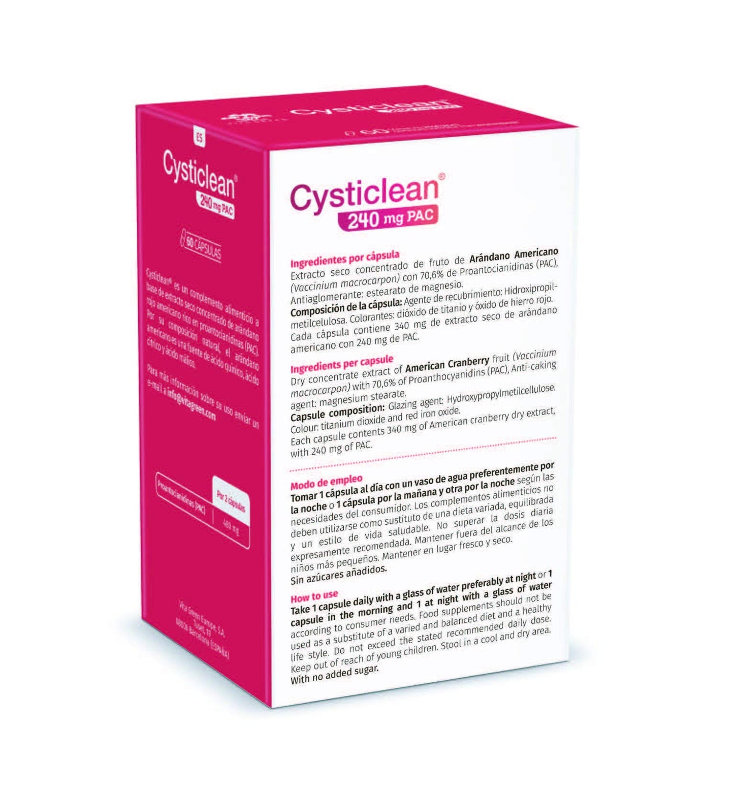 Cysticlean Health of Urinary System, 60 Capsule Suitable for Vegetarian, 240 mg PAC