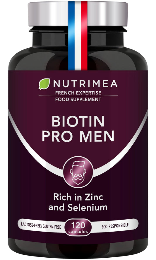 Laboratoires Nutrimea Organic Beard & Hair Growth Complex - with Biotin, Selenium, Zinc & Pumpkin Seeds - Against Hair Loss and Baldness - Promotes Beard Growth - Nutrimea - Made in France