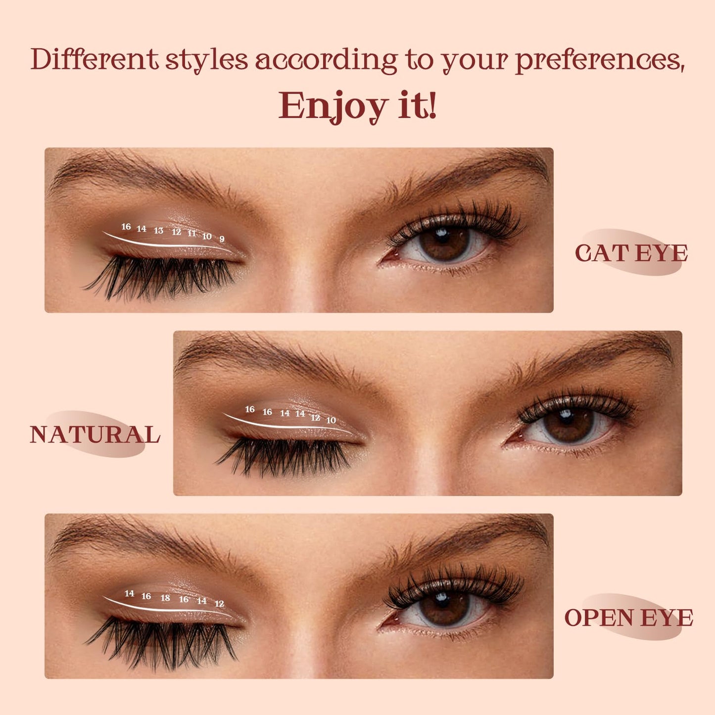 Higu clace 320PCS Lash Clusters D Curl 30D+40D 0.07mm 9-16mm DIY Individual Lashes Cluster Wispy Lash Clusters Matte Black Natural Look DIY Eyelashes at Home (30D+40D-0.07D-9-16MIX)