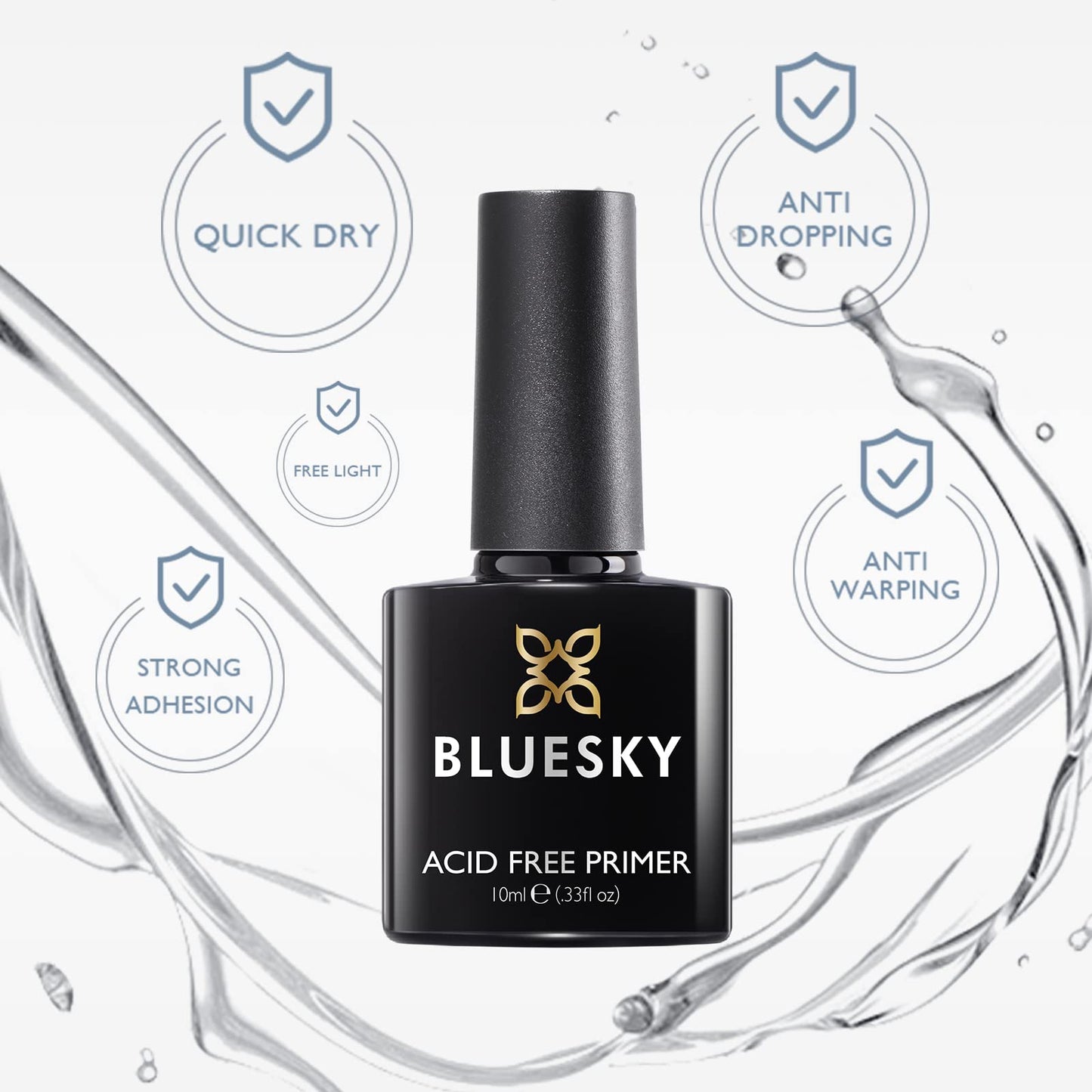 BLUESKY Bluesky Nail Primer For Gel Nails, Acid Free Gel Nail Prep Bonder, Strong Gel Polish Adhesion, Prevents Gel Nail Polish Lifting & Peeling, 10ml