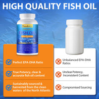 XAYGHE Omega 3 Fish Oil Supplement - Omega 3 Capsules High Strength 1280mg with EPA 650mg & DHA 450mg - 120 Count - Support Heart Brain Health