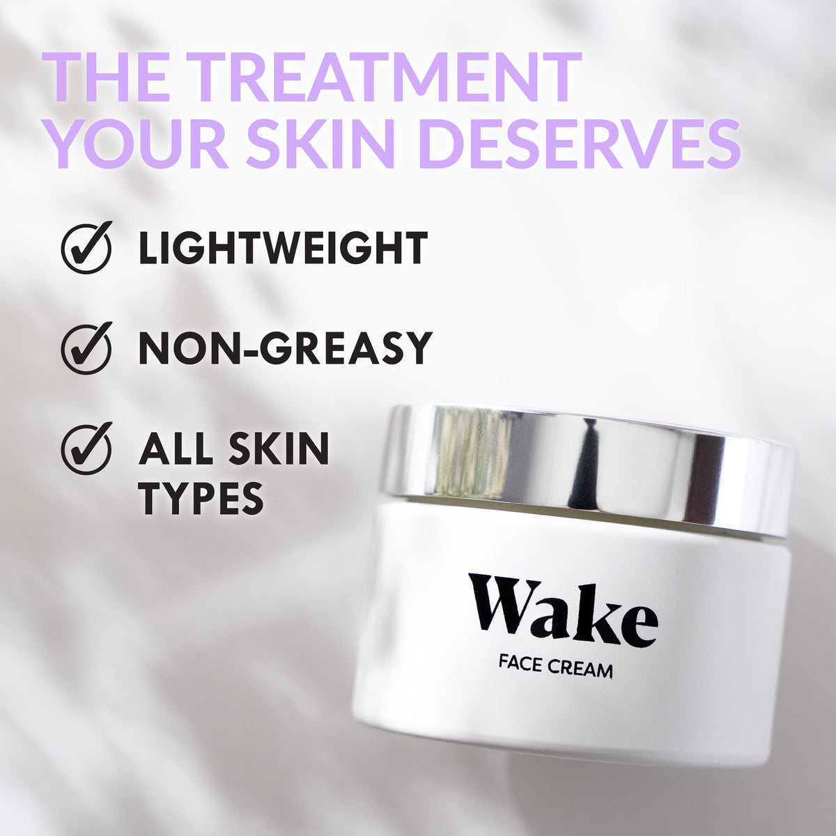 Wake Skincare Face Cream for Dry Skin, Moisturiser for Dry Skin - Hyaluronic Acid Moisturiser - 50ml, Dry Skin Cream - Natural Antioxidants & Dry Skin Face Cream, Face Moisturiser for Dry Skin