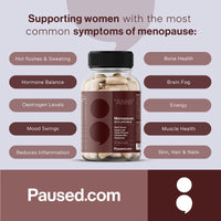 Paused Menopause Relief Tablets - 60 Capsules | All-in-One Formula, Vitamins, Calcium, Herbal Extracts | Hot Flash & Mood Relief | Energy & Joint Support | Stay Healthy, Happy & Productive