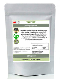 Your Best Supplement Thyme Capsules 750mg Thymus vulgaris 100% Natural (No fillers) (60)