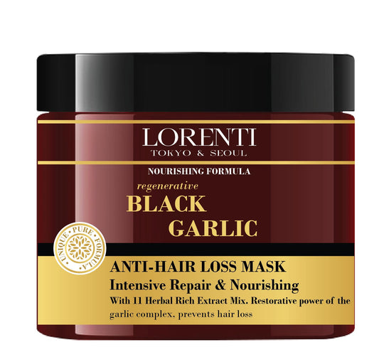 Lorenti Deep Conditioning Hair Mask 500 ml | For Dry, Damaged, Dense & Frizzed Hair | Contains Vitamin B7 & Proteins to Balance & Moisturize Hair | 16.9 Fl Oz (Black Garlic)