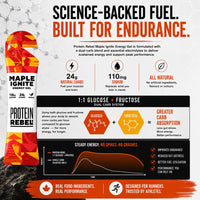 Maple Ignite - Natural Energy Gels with Grade A Canadian Maple Syrup for Running, Cycling & Endurance by Protein Rebel - Easy to Digest Running Gels - 24g Carbs, Electrolytes (8 Sachets)