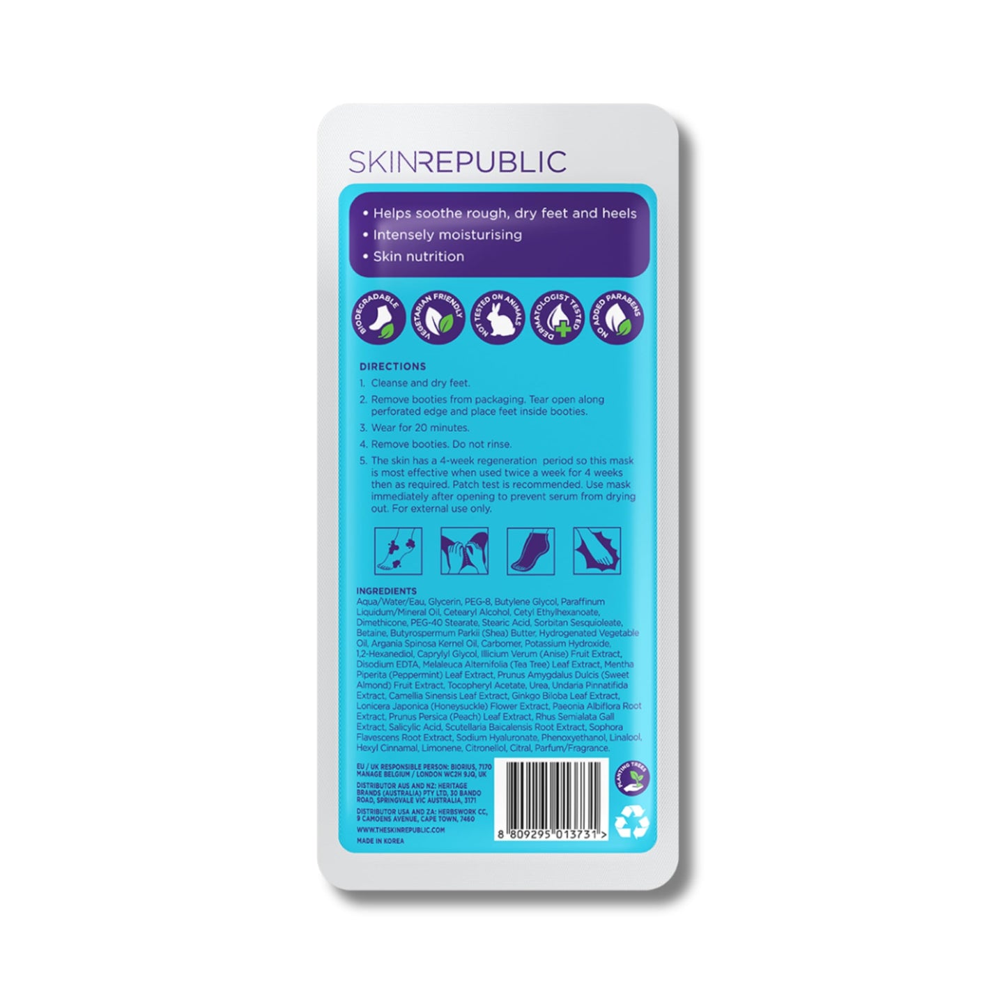 Skin Republic Foot Repair Mask | Intense Moisturization | Helps Soothe Rough, Dry Feet And Heels (Pack of 1)