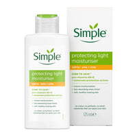 Simple Kind to Skin Protecting Light Moisturiser SPF 15 with pro-vitamin B5, vitamin E and glycerin lotion for sensitive skin 125 ml