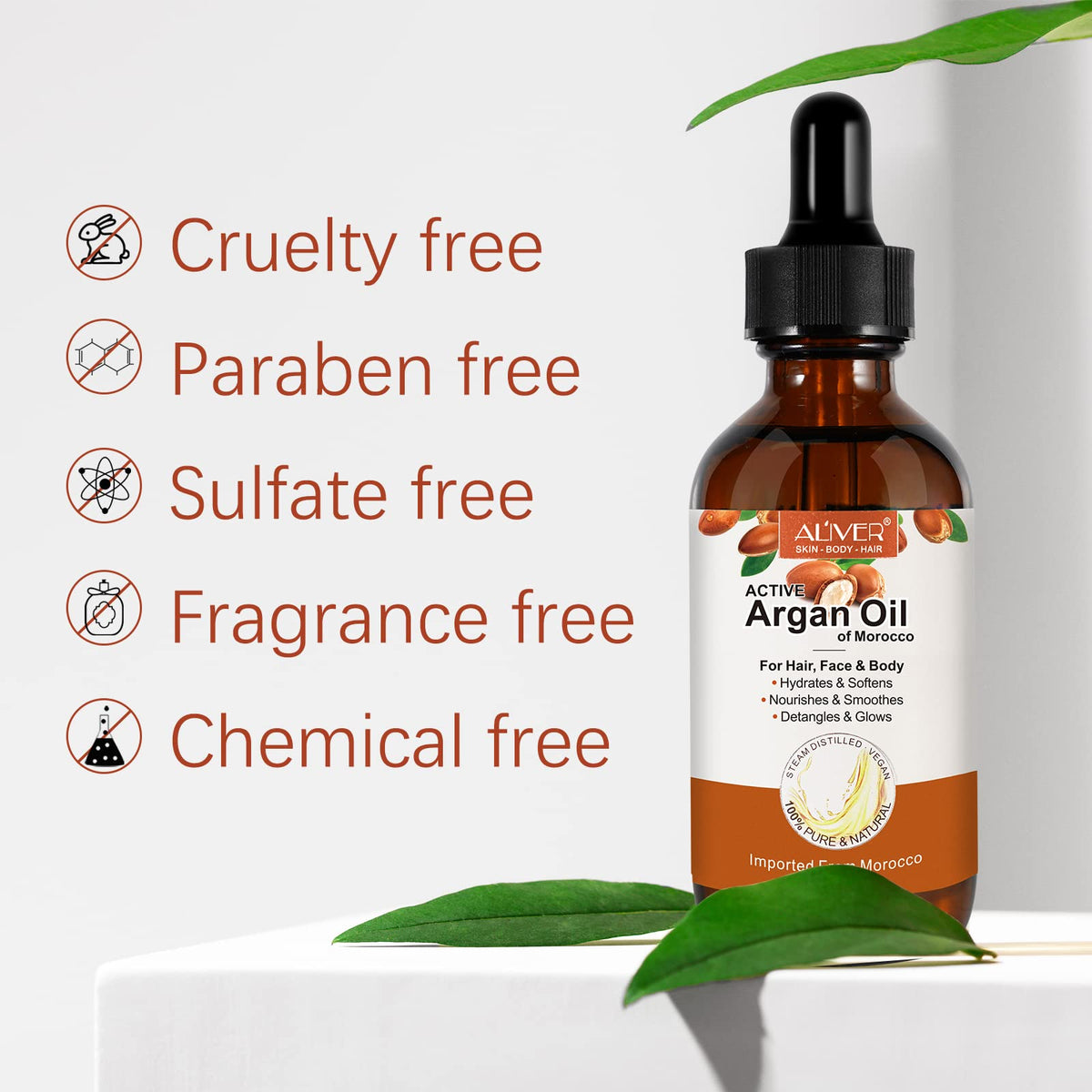Beyond Happy Moroccan Argan Oil for Hair & Skincare, 60ml Natural Vegan Oil For Scalpcare & Fuller Healthier Hair - Natural Oil For Men & Women (Moroccan Argan Oil)