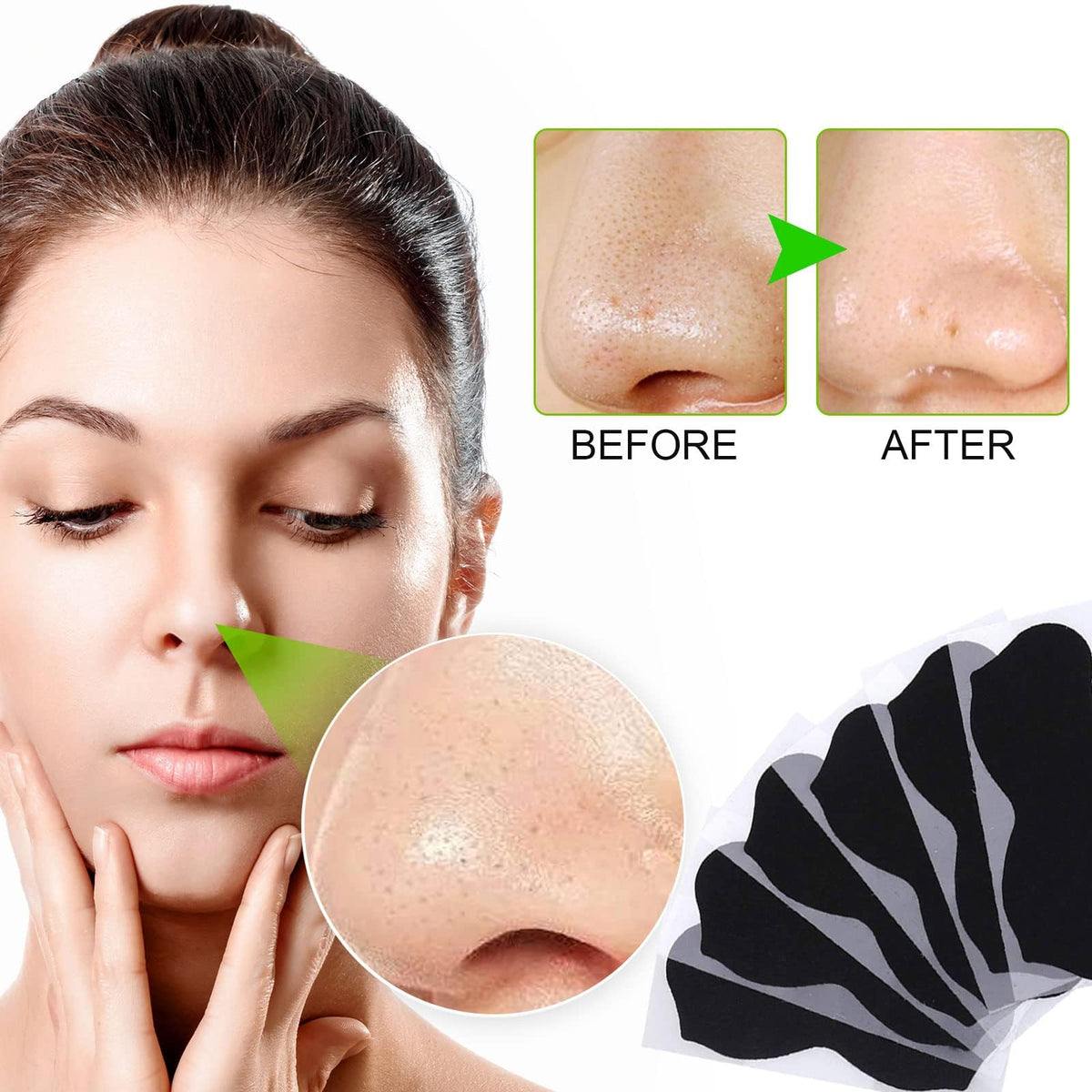 VIDIND Nose Strips Blackhead Pore Strips, Nose Strips Use Natural Bamboo Charcoal to Deeply Clean pores, Remove Blackheads, Acne, Oil and Impurities. Unisex (80 Pcs)