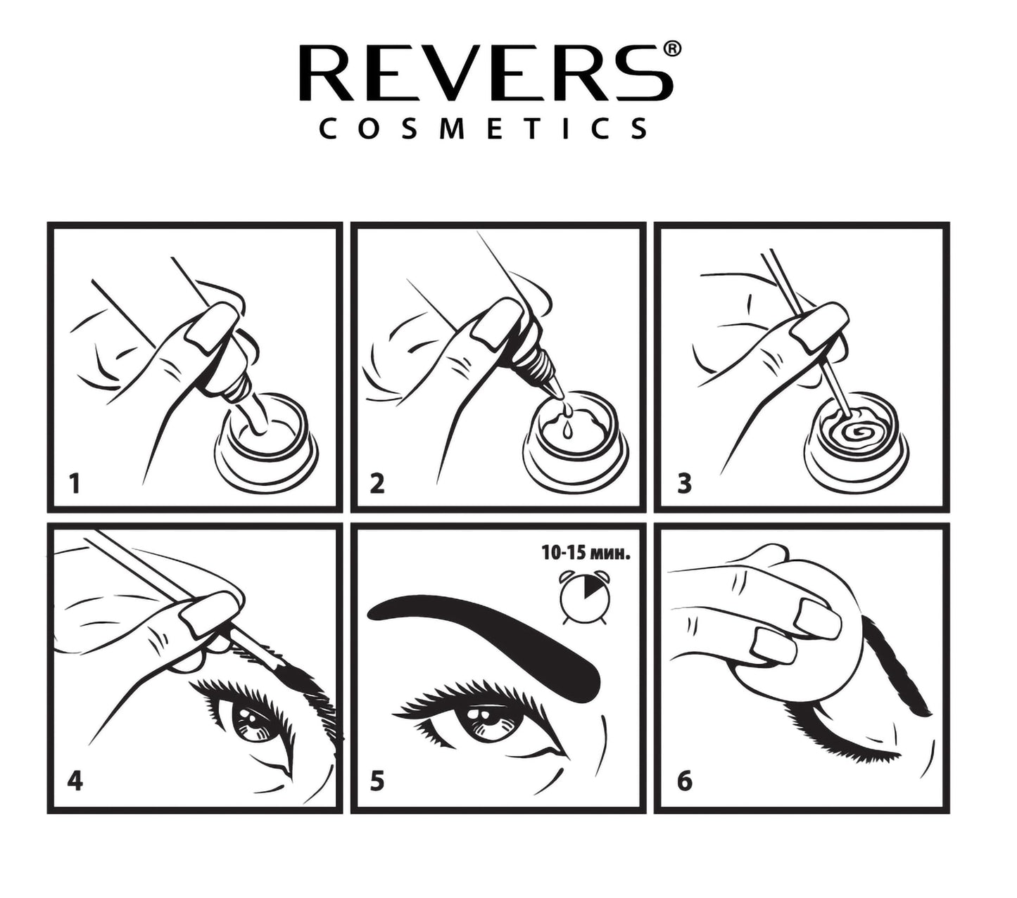 REVERS COSMETICS Eyebrow Tint, Bio Professional Formula, Eye Brow Tint Kits With Argan Oil & Castor Oil (Omega 6, Carotene, Vitamins A, E, F): Up to 15 Applications