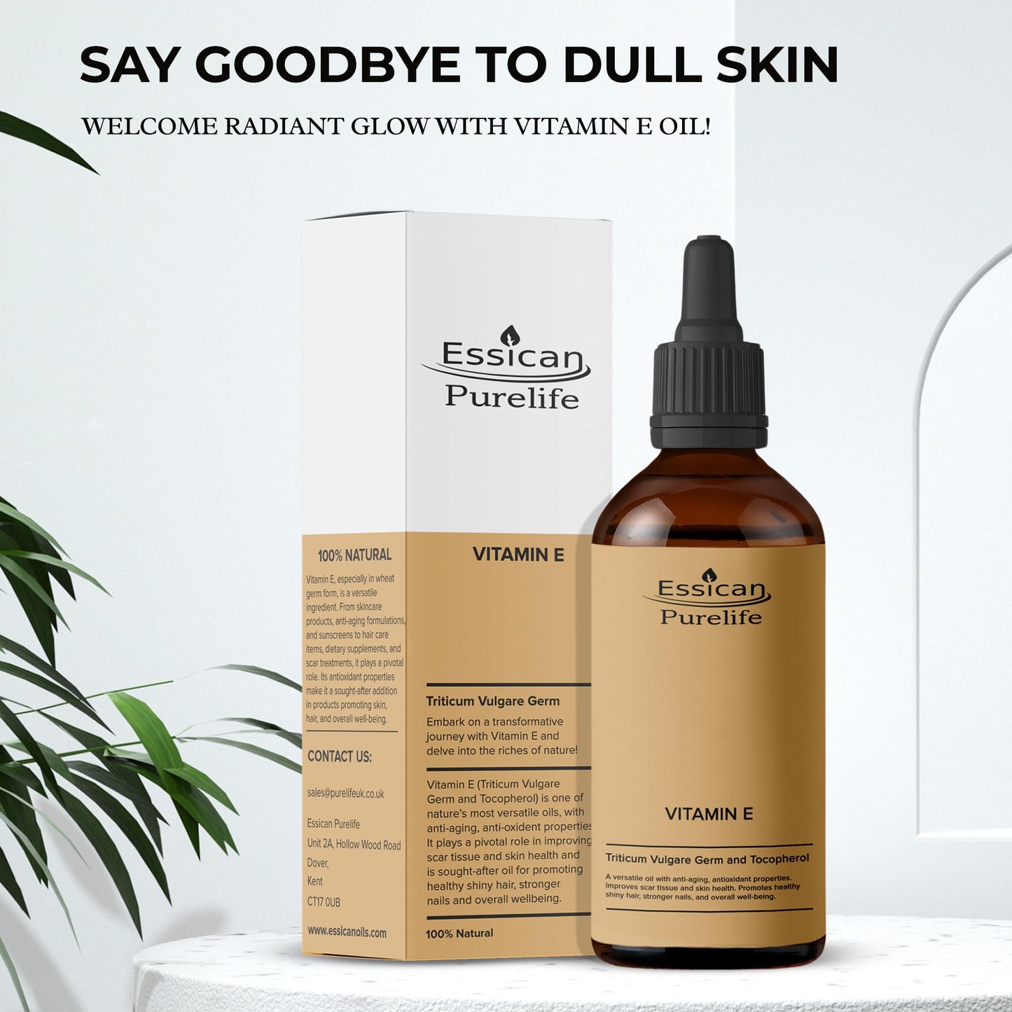 Essican Purelife Premium Vitamin E Oil - 100% Pure Vitamin E Oil For Face, Hair & Nail - Vitamin E Oil For Skin, Vitamin E Oil For Hair &, Scalp, Vitamin E For Scars - Vitamin E Vegan & Cruelty-Free - 100ml