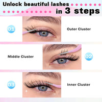Cat Eye Cluster Lashes Natural Individual Eyelashes 14mm Fox Eye Lash Clusters CC Curl Left Right Wispy Eyelash Clusters Russian False Lashes Individual Cluster by TOOCHUNAG