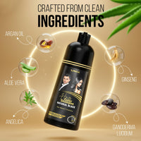 UNIK Care Hair Dye Shampoo Black 400ml – 3-in-1 Hair Color, Shampoo & Conditioner – Long-Lasting Natural Black Hair Shampoo for Men & Women – Covers Grey Hair Instantly – Ammonia-Free