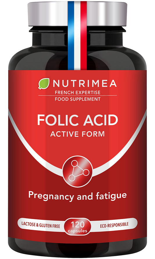 Folic Acid (400mcg) | Patented Vitamin B9 | 120 Vegan Capsules | Pregnancy Vitamins | Active Form with Superior Assimilation | French Expertise