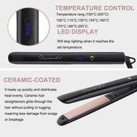 xtava Ionic Hair Straighteners for Women,100℃ to 200℃ LED Digital Display Ceramic-Coated 2m 360 ° Swivel Cord for Short Medium Long Hair