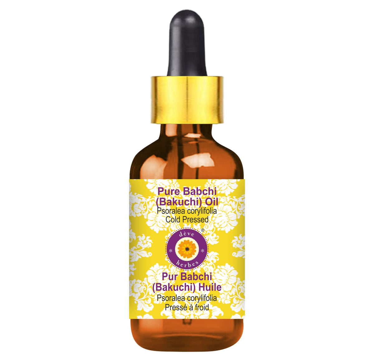 Deve Herbes Pure Babchi Oil (Psoralea corylifolia) with Glass Dropper Cold Pressed 100ml (3.38 oz)