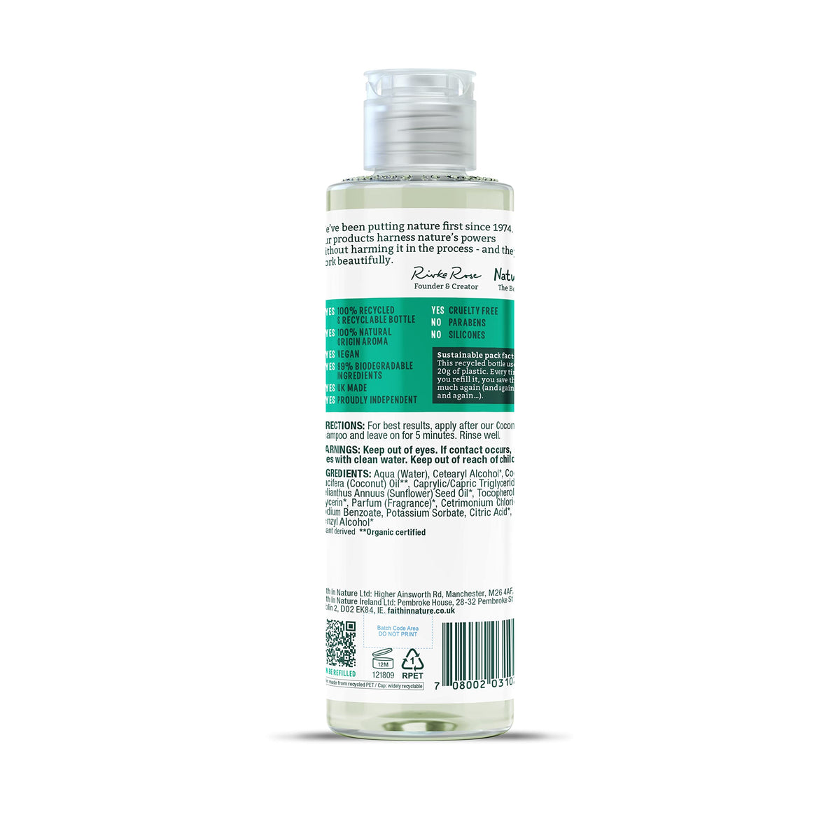FAITH IN NATURE Faith In Nature 300ml Natural Coconut Conditioner, Hydrating, Vegan & Cruelty Free, No SLS or Parabens, For Normal to Dry Hair