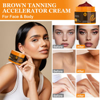 Muiefe Intensive Tanning Gel for Outdoor Sun, Natural Brown Tanning Accelerator Cream, Sunbed Tan Accelerator with Carrot Oil & Vitamin E, Sunscreen without SPF, Moisturizing Body Gel for Women Men, 150g