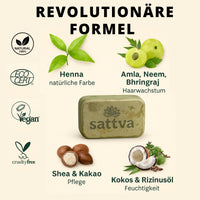 Sattva Ayurveda - Natural Dark Brown Henna Block Hair Colour - Organic, Ammonia Free, Paraben Preservative Silicone Artificial Colour Free - 3 Blocks of 80g