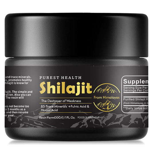Purest Health 100% Natural Shilajit 30g - Premium Himalayan Resin - Rich in Fulvic & Humic Acid & 85 Trace Minerals - for Optimal Health