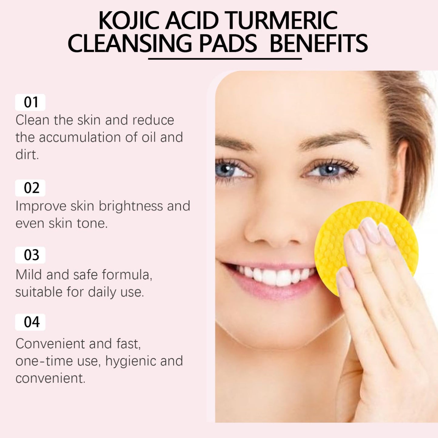 ISBEAUSOLS 80pcs Face Exfoliator Pad - Kojic Acid Cleansing Pads - Exfoliating Face Pads - Kojic Acid And Turmeric Exfoliating Pads- Clean Toner Pads Face Wipes - Brightens, Energizes Skin