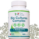 Premium Bio Cultures Complex 180 Capsules (6 Month’s Supply) | High Strength Probiotic | Vegan Multi Strain Probiotic | Lactobacillus Acidophilus & Bifidobacterium | Supports Digestive Health