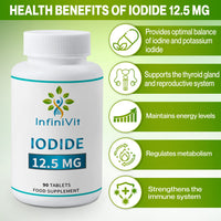 Iodine Tablets 12.5mg, Lugols Iodine Tablets, High Strength Iodine and Potassium Iodide, 90 Vegan Tablets, GMO and Gluten Free