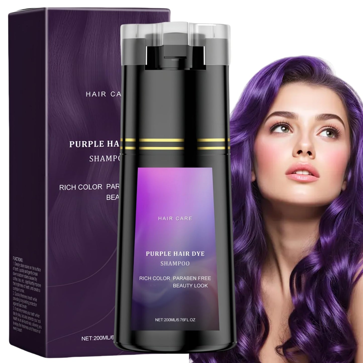 Siyinzu Polar Hair Dye Shampoo,Hair Dye Shampoo,Polar Instant Ha-ir D-yes Shamp-oo,H-air Colour Sham-Poo Care,3 In 1 Sha-mpoo for Grey Hai-r,Colour Sham-poo to Cover Grey H-air,Anti Gre-y Shamp-oo,Purple