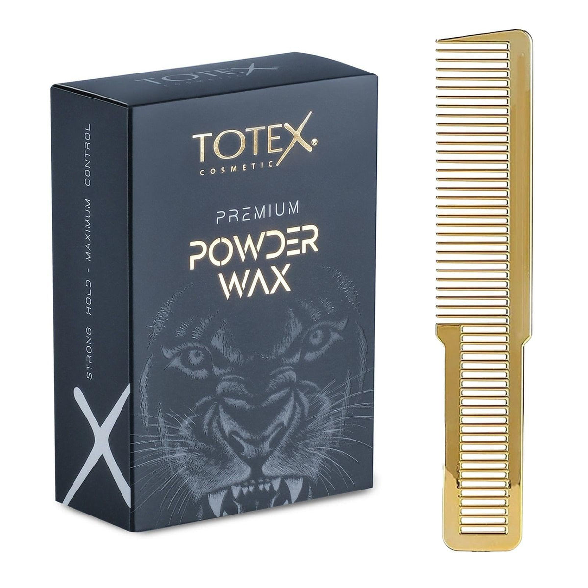 Totex Premium Hair Styling Powder Wax 20g + Wahl Style Gold Flat Top Comb | Volumising Thickening Matte Dust | Ultra Strong Hold & Matte Finish for Hair and Beard Styling