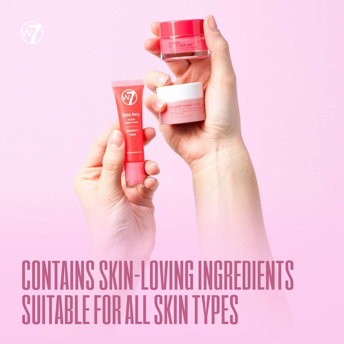 W7 Sweet Dreams Lip Care Set - Strawberry Overnight Mask, Balm & Scrub