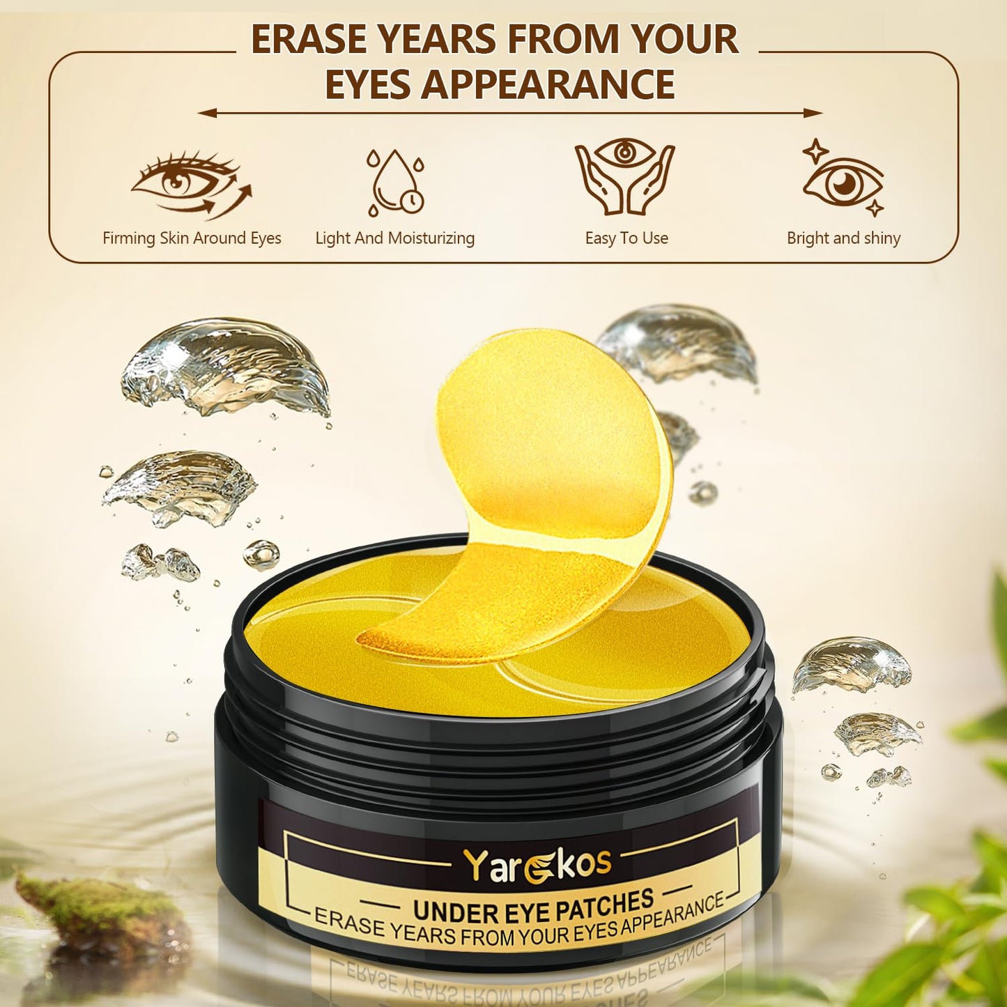 Coukula 24K Gold Undereye Mask (60 Pcs), Collagen Hydrating Gel Pads, Reduce Puffiness, 30 Pairs Under Eye Patches for Dark Circles Puffy Eyes Treatment, Wrinkle, Women Men Beauty Personal Skin Care Products