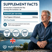 Nutri-things Pygeum Africanum Capsules - 60 Capsules - 5000mg 10:1 Extract - High-Strength Formula for Prostate Support and Hormonal Balance, Daily Dietary Supplement