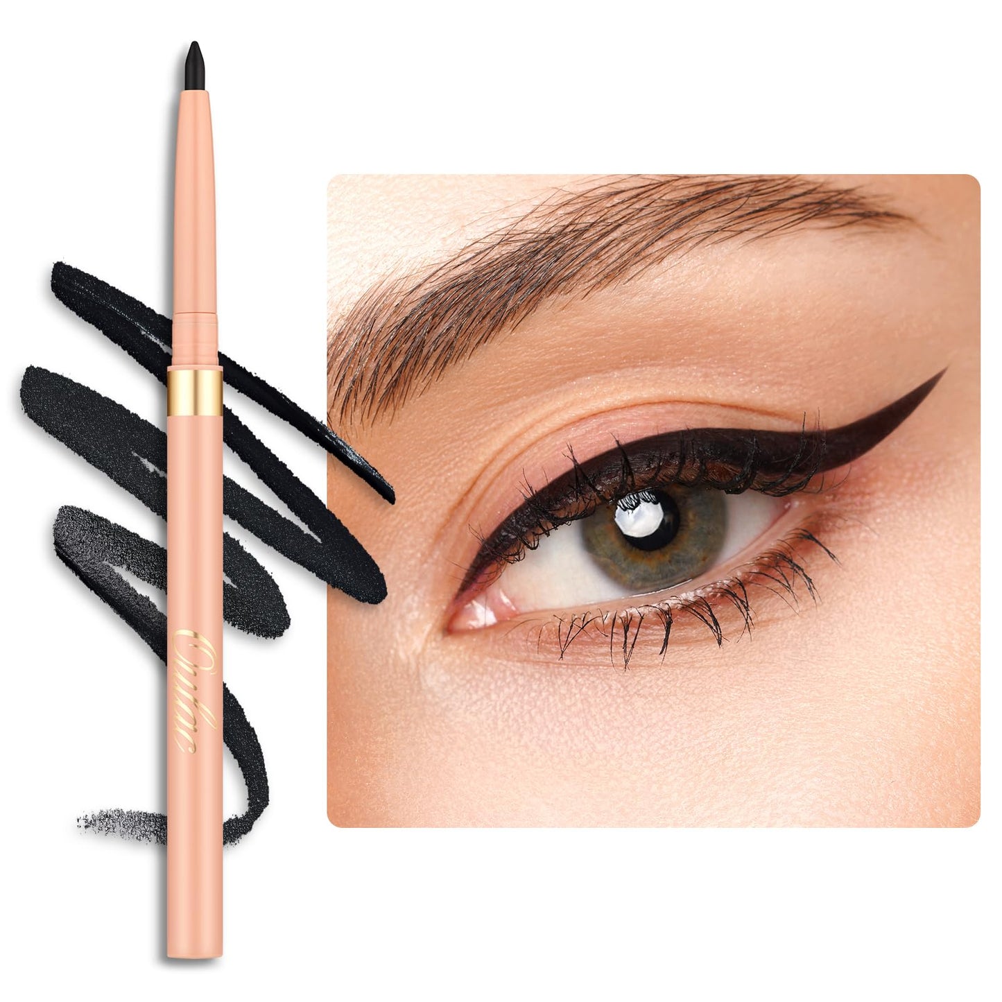 Oulac OULAC Matte Black Eye Liner Pencils Waterproof, Smudge-proof Retractable Eyeliner Lasts 24H +, Highly Pigmented and Smooth, Long-lasting Formula, Vegan (01) Noir