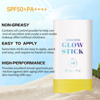 Sunblock Stick, Sun Stick SPF 50 Face, Effectively Blocks UV Rays, Small and Portable, Waterproof, Non-greasy, No Residue, Suitable for All Skin Types