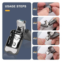 Vola Portable Collapsible Nail Clipper Travel Foldable Stainless Steel Keychain Bright Black