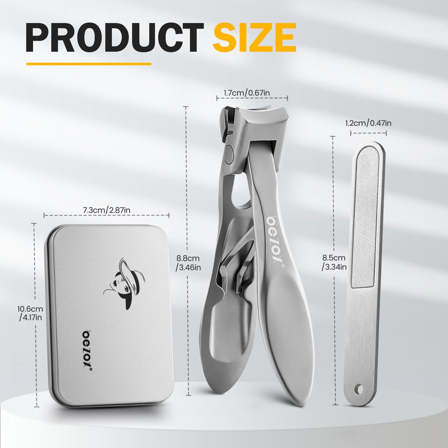 BEZOX Nail Clippers -Large Toenail Clippers for Thick Nails with 17mm Wide Jaw Opening with Nail File, Sharp Curved Blade Finger Nail Clippers, Heavy Duty Nail Cutter Trimmer for Men Seniors