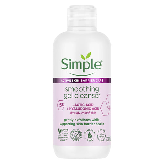Simple Smoothing Gel Cleanser with 5 Percent AHA and Hyaluronic Acid 230 ml